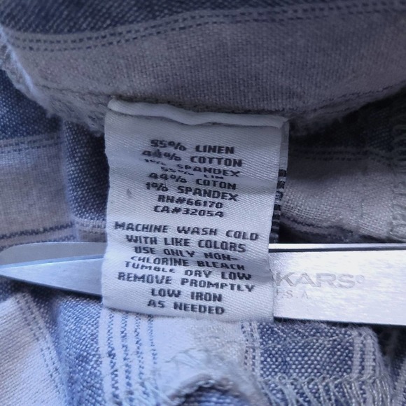 Kimchi Blue Linen Cotton Summer Dress Striped Medium Blue/Gray, Smocked Back - Picture 7 of 7